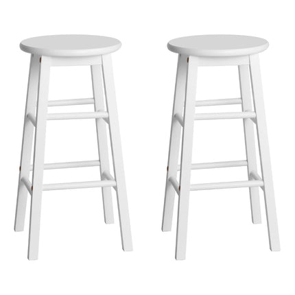 Artiss Set of 2 Beech Wood Backless Bar Stools - White