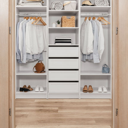 MALMO THREE SHELF/FOUR DRAWER WALK IN WARDROBE - HAMPTONS