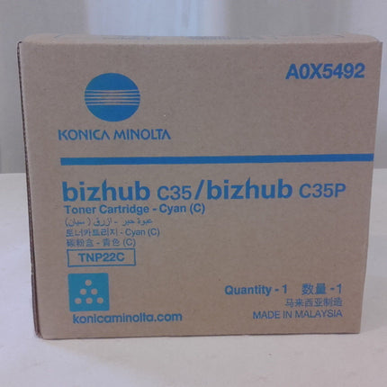 KONICA MINOLTA BIZHUB C25P C35/C35P TNP22 CYAN TONER - 6K