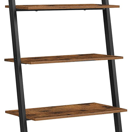 5-Tier Bookshelf Rack, Rustic Brown and Black