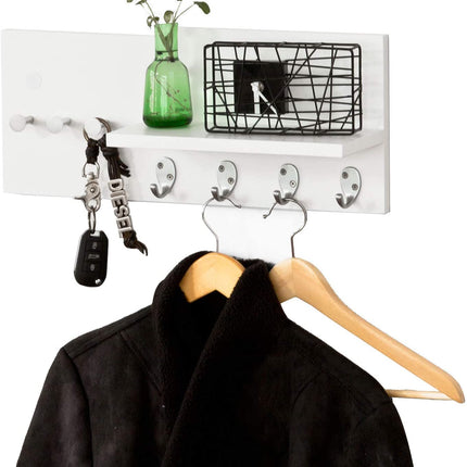 Wall Mounted Hook Rack with shelf