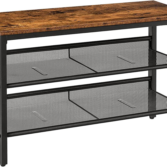 3-Tier Shoe Rack, Industrial Shoe Organizer Storage Bench