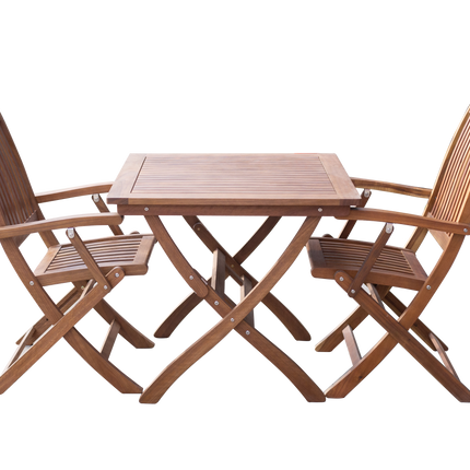 Maculata folding table and 2 armchairs