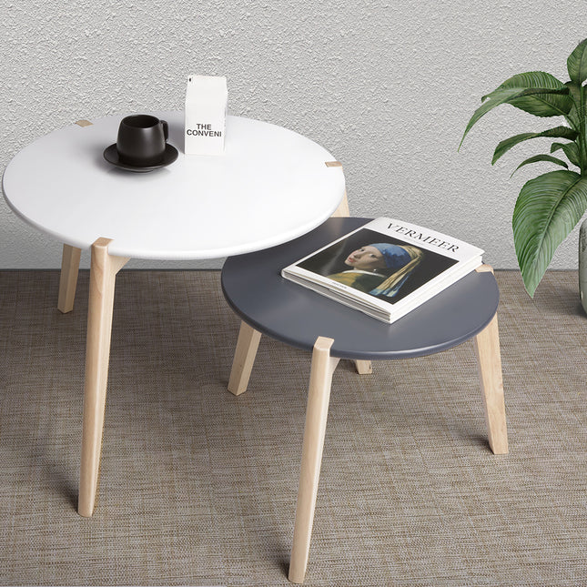 Bianco Nesting Round Coffee Table Side Table Set Of 2