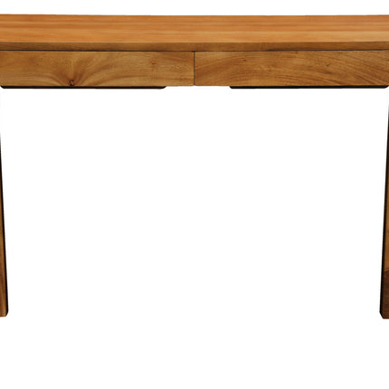 Amsterdam Solid Mahogany Timber 2 Drawer Desk (Light Pecan)