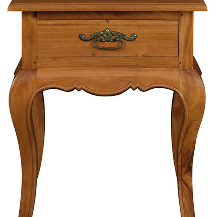 French Provincial 1 Drawer Lamp Table (Light Pecan)