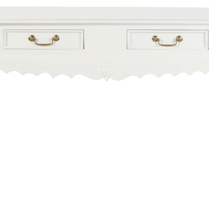 Seine 2 Drawer Carved Sofa Table (White)
