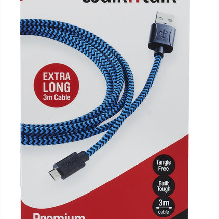 Walkntalk Charge & Sync 3M Cable - Micro USB - Blue