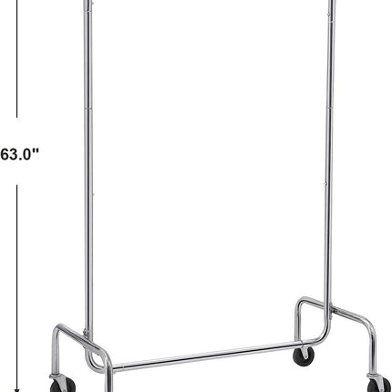 SONGMICS Heavy Duty Clothes Rack on Wheels Metal Chrome Extendable HSR11S