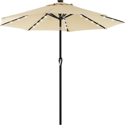 SONGMICS 3m Solar Lighted Outdoor Patio Umbrella Cream