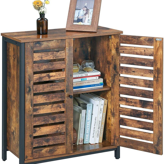 VASAGLE Standing Cabinet Storage Cabinet Cupboard Accent Side Cabinet Sideboard with Louvred Doors Rustic Brown LSC78BX