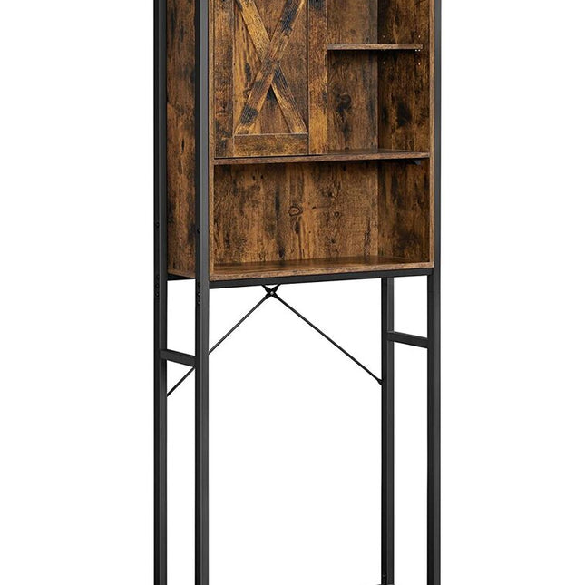 VASAGLE Over-the-Toilet Storage Bathroom Organiser Rack for Washing Machine Rustic Brown and Black BTS003B01