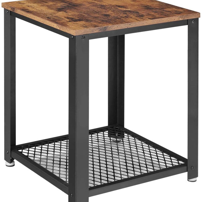 VASAGLE Coffee Table with Mesh Shelf Rustic Brown and Black LET41X