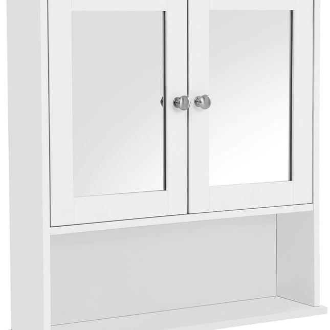 VASAGLE Wall Cabinet with 2 Mirror Doors White LHC002