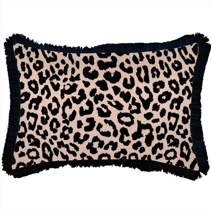 Cushion Cover-Coastal Fringe Black-Jungle Peach-35cm x 50cm