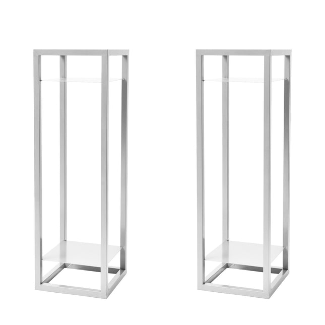La Bella 2 Set 82cm White Plant Stand Planter Shelf Rack 2 Tier Steel