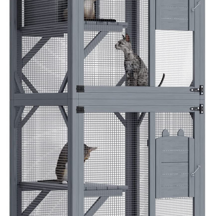 YES4PETS Pet Cat Shelter Condo with Escape Door Wooden Kitten Cage House