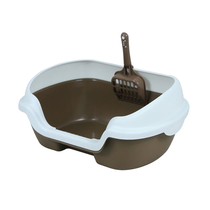 YES4PETS Small Portable Cat Kitten Rabbit Toilet Litter Box Tray with Scoop Brown