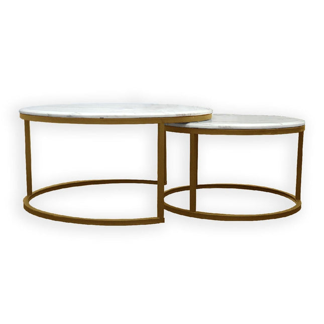Nesting style Coffee Table - White on Champagne Gold - 60cm/40cm