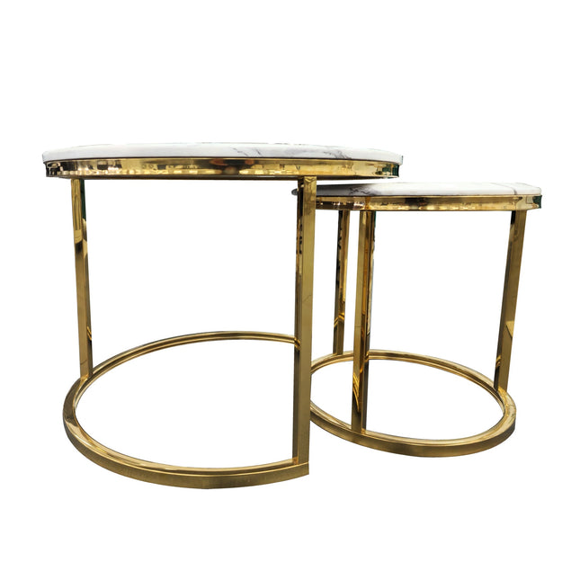 Nesting style Coffee Table - White on Gold - 60cm/40cm