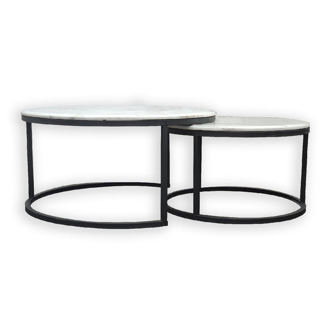 Nesting Style Coffee Table - White on Black - 80cm/60cm