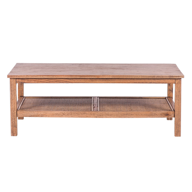 Jasmine Coffee Table 110cm Mindi Timber Wood Rattan Weave - Brown