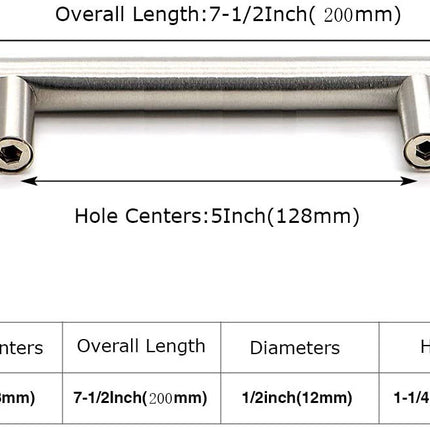 Brushed Stainless steel Kitchen Door Cabinet Drawer Handle Pulls 128MM