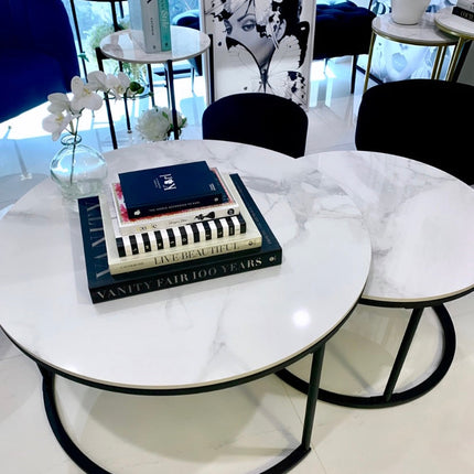 Interior Ave - Executive Stone Nested Coffee Table Set - White & White