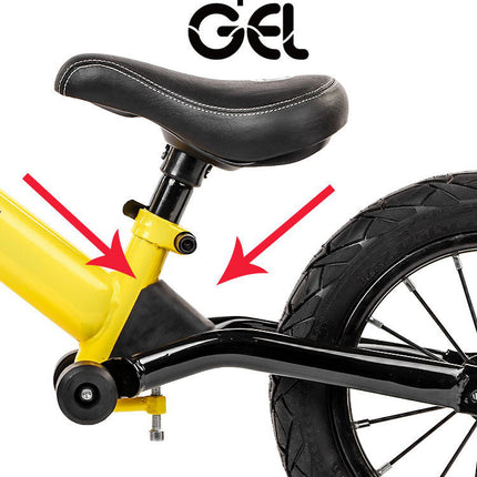 Bike Plus Kids Balance Bike Training Aluminium - Blue with Suspension - 12" Rubber Tyres - Foot Pegs -Ride On No Pedal Push