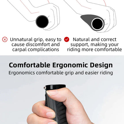 Bicycle Grips MTB Road Bike Double Lock Rubber Handlebar Grips Anti-Slip Rock Bros RED