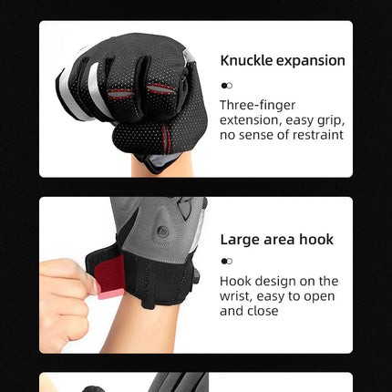 MTB Heated Gloves Large for Mountain Road Bike Breathable Winter Autumn Cycling Camping Running Outdoor Sport Rockbros