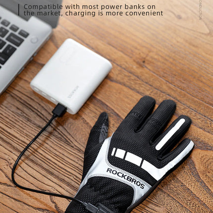 MTB Heated Gloves XLarge for Mountain Road Bike Breathable Winter Autumn Cycling Camping Running Outdoor Sport Rockbros