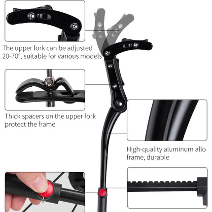 Adjustable Bike Stand One Size Fits All - ROCKBROS Mountain Bike Standard Kick Stand Parking Adjustable 40cm Removable - Photo Shoot