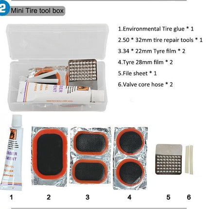 14pcs Bicycle Repair Tool Kit Bag Strap to Frame - ROCKBROS Pump Hex Wrench Patch for Bike Tyre Tools