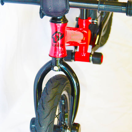 Bike Plus Kids Balance Bike Training Aluminium - Red with Suspension - 12" Rubber Tyres - Foot Pegs -Ride On No Pedal Push