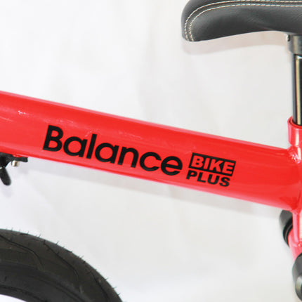 Bike Plus Kids Balance Bike Training Aluminium - Red with Suspension - 12" Rubber Tyres - Foot Pegs -Ride On No Pedal Push