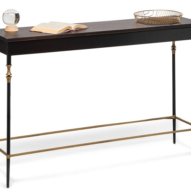 Gold Black Wooden Slim Hallway Console Table with Finial Legs