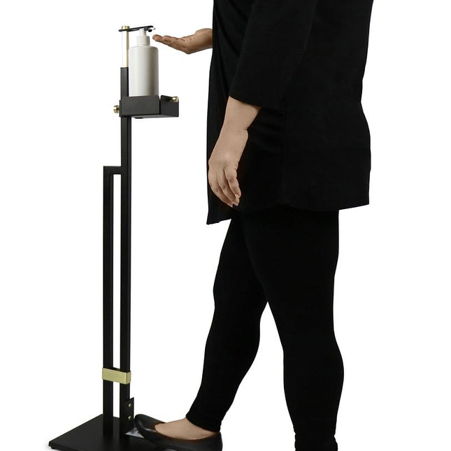 Lirash Touch Free Hand Sanitiser Dispenser Station Floor Stand Foot Operated - Gold Black