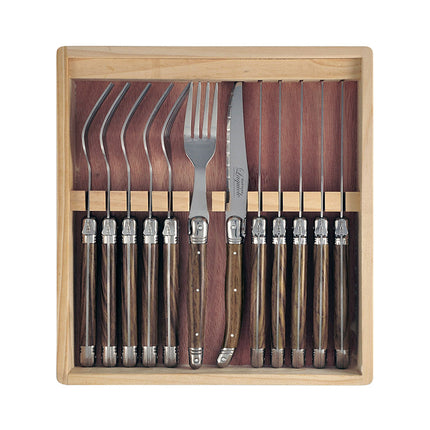Steak Knife & Fork 12p Wooden x 6sets