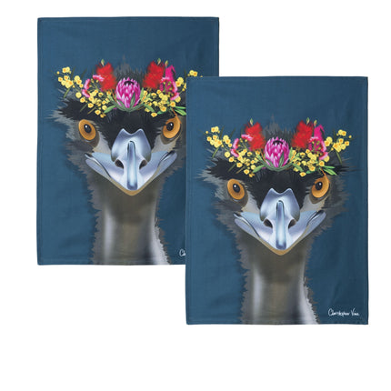 IDC Homewares Set of 2 Christopher Vine Design Tea Towels Emu