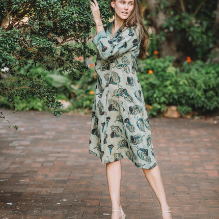 Cotton Midi Dress - Inayat Ajrak Floral Dress (Hand block print)