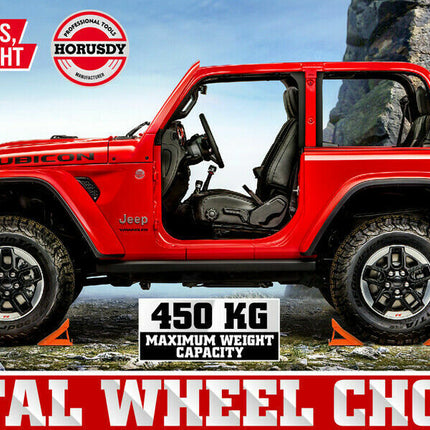 2Pc Safety Wheels Chocks Set Folding Steel Stops Car Trailer Caravan Boats