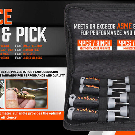 8Pc Pick And Hook Set Oil Seal O-Ring Puller Extractors Seal Gasket Remove Tool