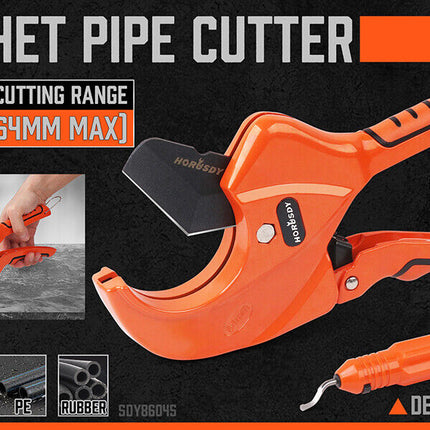 HORUSDY PVC Ratchet Cutter 64mm 2 - 1/2" Deburring Tool Rubber Handle Hand Tool