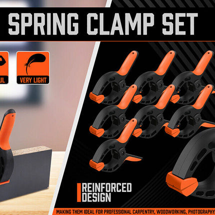 HORUSDY 8Pc Spring Clamp Set Quick Grip Plastic Non-Slip Nylon Clips Woodworking