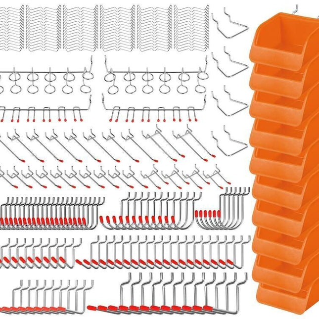 238Pc Pegboard Hooks Set Peg board Bins Parts Storage Assortment Tools Organiser