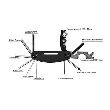 AKEZ Portable Tyre Tool Bag Multi-function Bike Tire Repair Tool Kit - Black