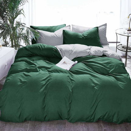 1000TC Reversible Queen Size Green and Grey Duvet Doona Quilt Cover Set