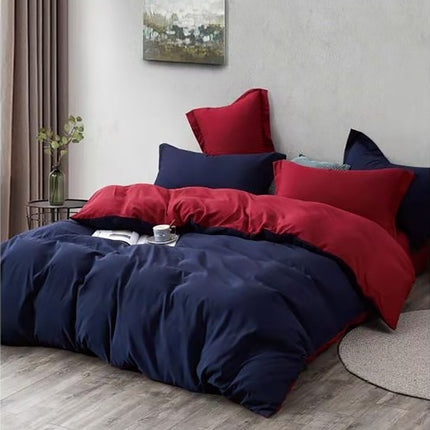 1000TC Reversible Queen Size Blue and Red Duvet Doona Quilt Cover Set