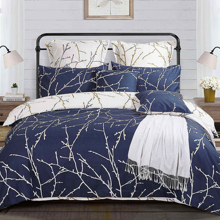 Tree Reversible Queen Size Blue Duvet Doona Quilt Cover Set